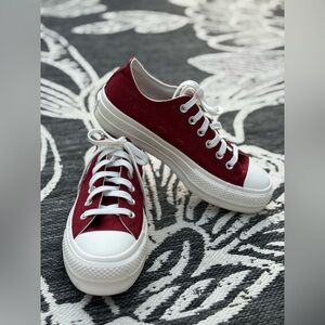 Converse Chuck Taylor All Star Oxford Lift Shoes Red Burgundy Hearts Size 8 (6)